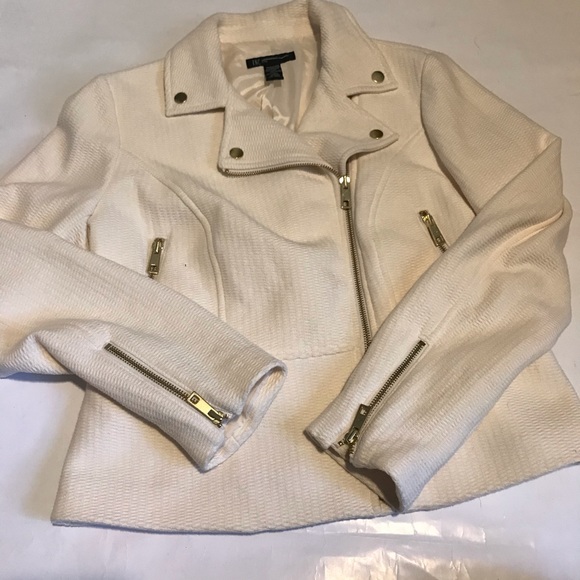 INC International Concepts Jackets & Blazers - INC petite cream moto jacket